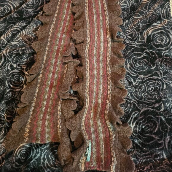 Lauren Ralph Lauren Brown Ruffled Scarf - Picture 1 of 4